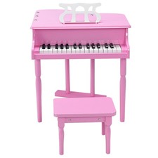 Children Keyboard 30-key Toy Beginner Baby Piano w/ Bench Wood Pink Perfect Gift