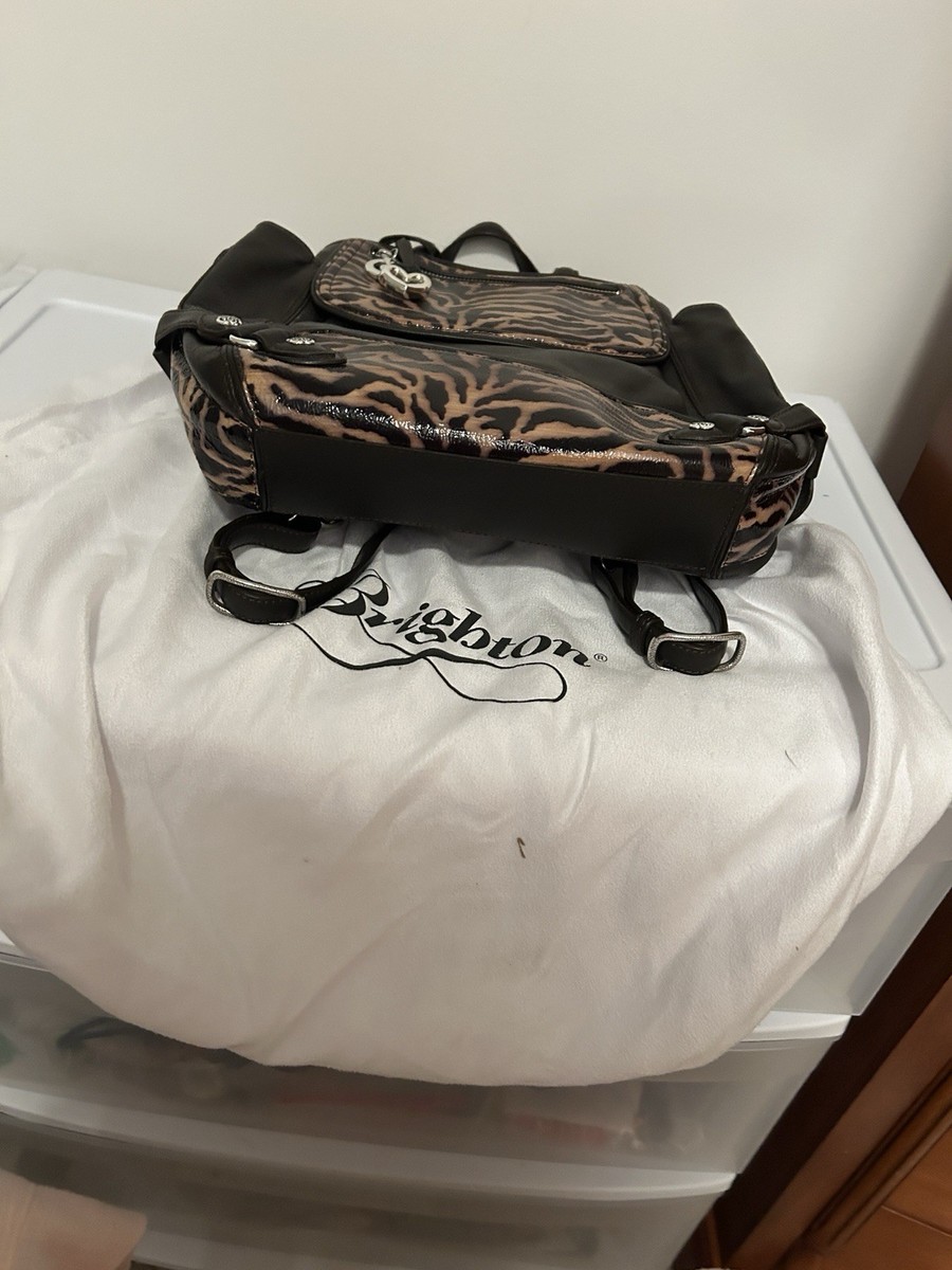 BRIGHTON LEEZA BROWN ZEBRA 3 WAY CONVERTIBLE BACKPACK 11 