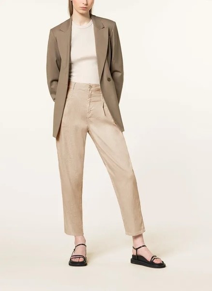 Women Closed Trousers Beige Linen 36 / S / 44