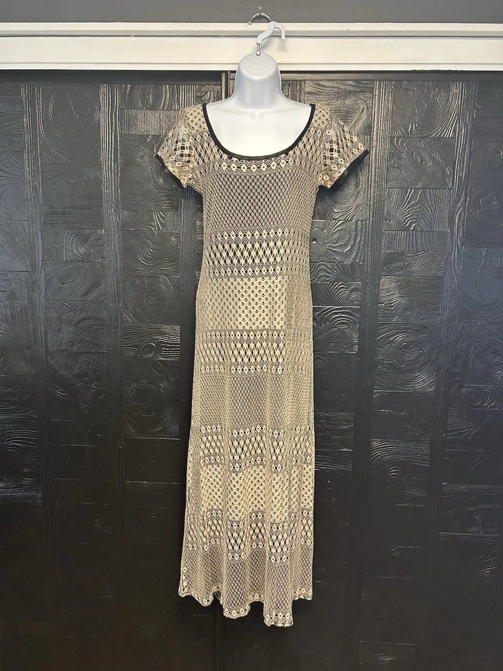 Maxi Vestido Vintage Años 90 Maurices Crochet Superpuesto Talla 7/8 WhimsiGoth Grunge EE. UU. Foto 2 de 4