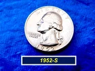 1952-S  Washington  Quarter ➪ Circulated Condition as Pictured  ➪ 252s