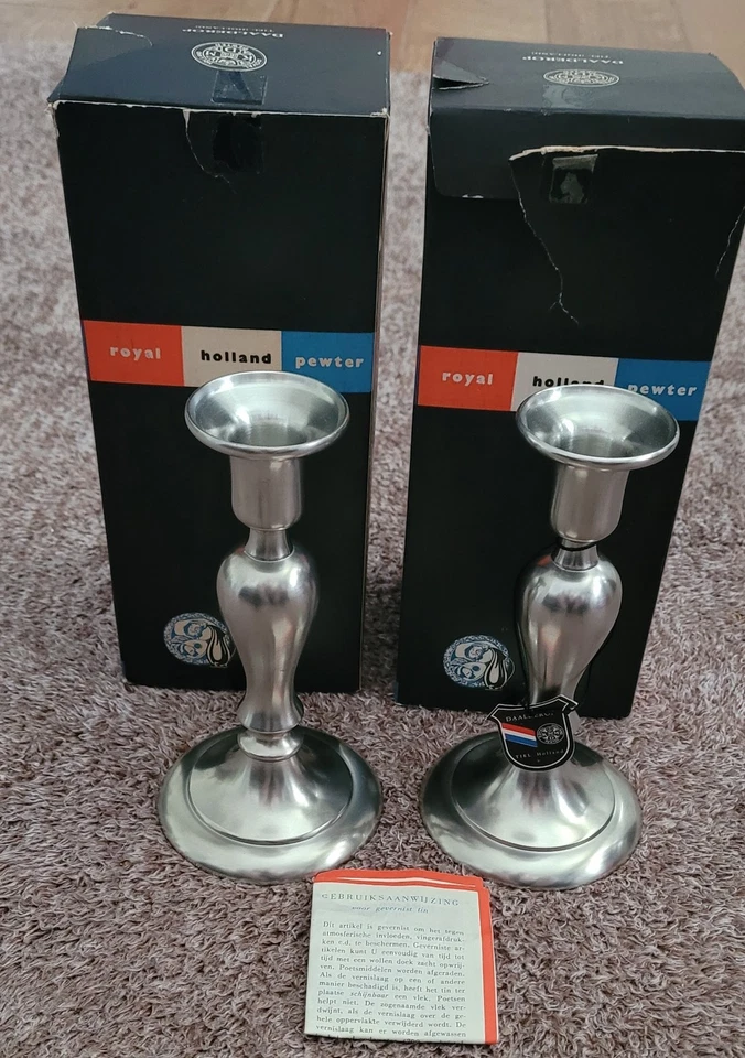 Candelabro cónico de peltre Royal Holland 2 Polonia Gevernist de colección Foto 2 de 4