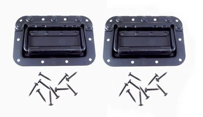 (2 PACK) PENN ELCOM H7154K Spring Loaded BLACK Recessed Case Handle w/Screws