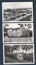 PANAMA ppc monument Balboa + POLLERAS, 3 Kodak realphoto cards, Foto Flatal