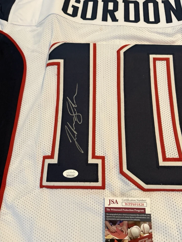 Camiseta personalizada firmada por Josh Gordon Patriots con certificado de autenticidad JSA Foto 3 de 4