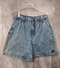 Vtg NIKE Challenge Court Agassi Acid Wash Tennis Shorts Womens Sz 12 Denim 80's