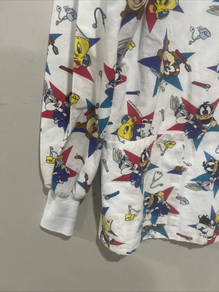 Looney Tunes long sleeve snap front medical smock , women’s XS - Image 4 of 4