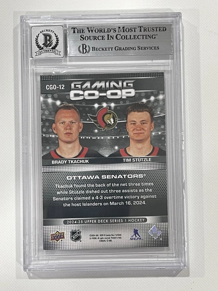 Brady Tkachuk Tim Stutzle Signed UD Gaming CO-OP Card Slabbed Beckett IP a - Image 2 of 4