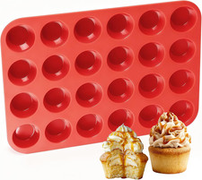 Silicone Muffin Pan Mini 24 Cups Cupcake Pan, Nonstick Food Grade Silicone Mold