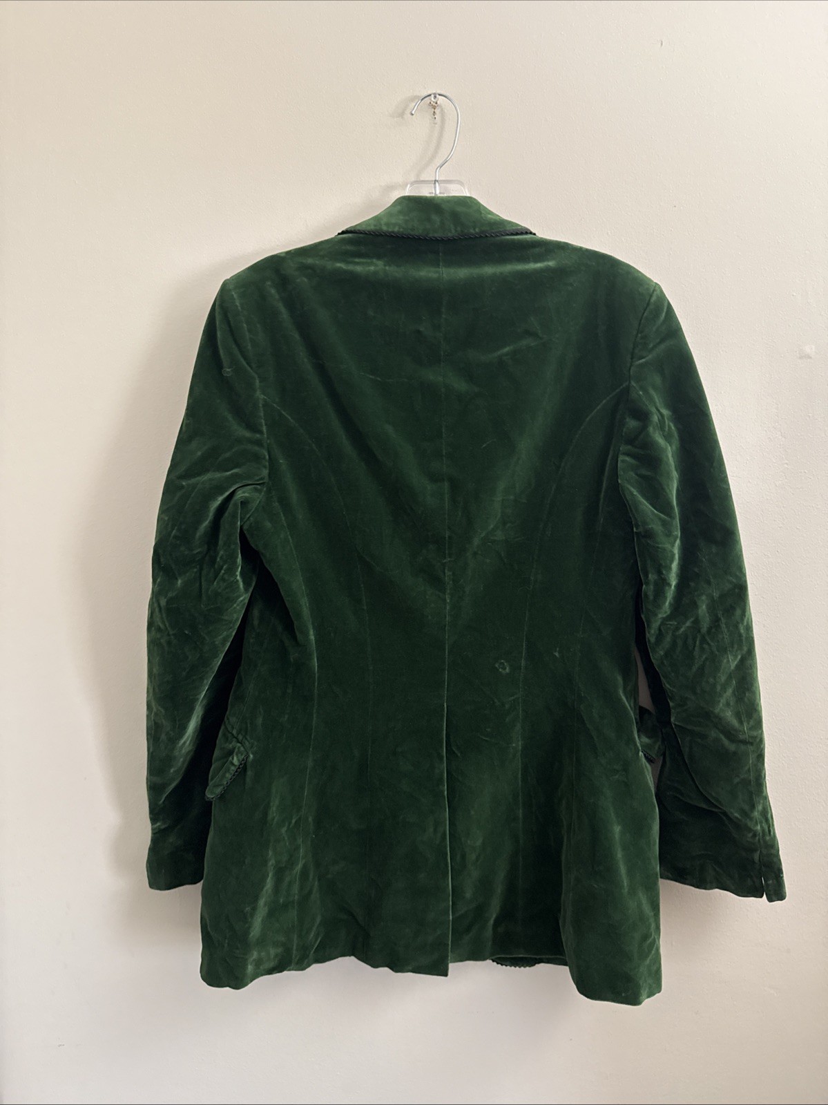 Granny Takes A Trip Velvet Emerald Blazer Coat 3 Button 36” Chest Vintage image 6