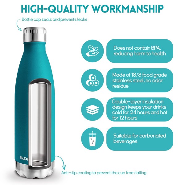 Edelstahl Trinkflasche 500ML Bpa-Frei Thermosflasche Kinder KohlensäUre-image