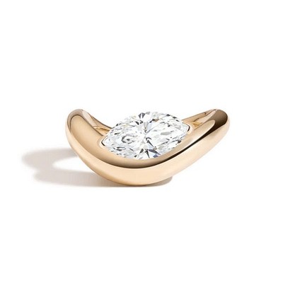 Luxus Ring 14k Gelbgold 1 Karat IGI Lab Created Marquise Cut Diamant E F VVS