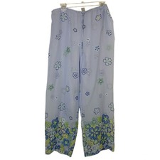Y2K Sarah Spencer Intimates Sheer Blue Floral PJ Bottoms Pants Large Fairy Comfy