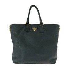 Prada Leather Tote Bag Women Black One Size