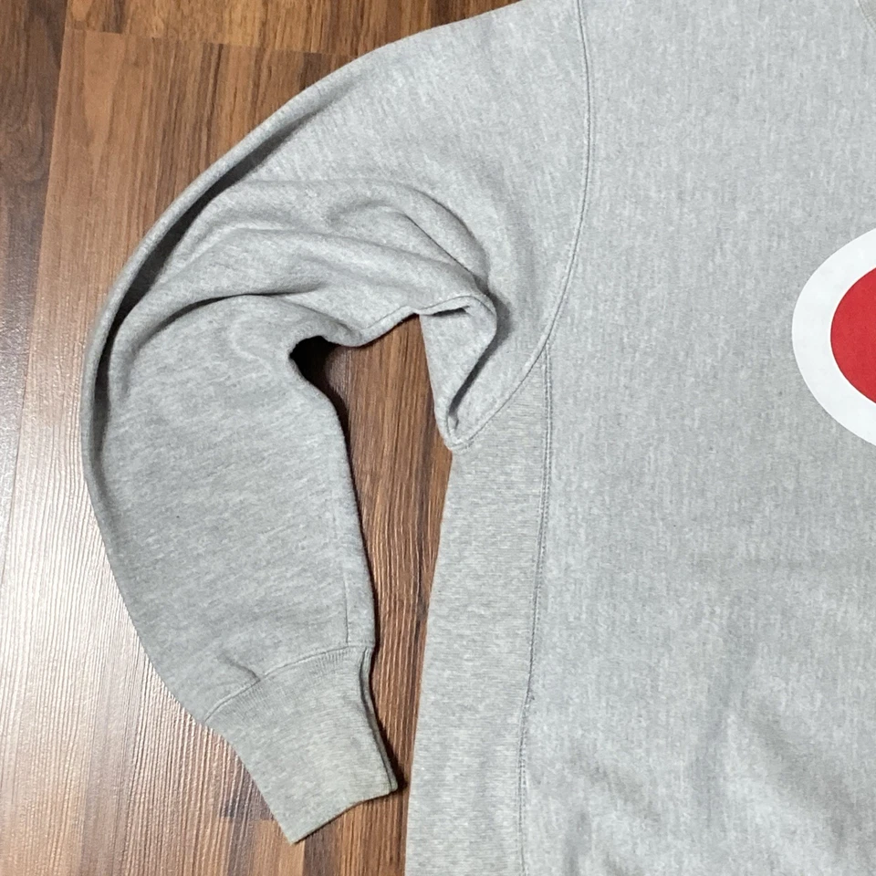 Logotipo de campeón vintage delantero/trasero años 90 tejido inverso gris cuello redondo estampado grande Foto 3 de 4