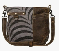 MYRA BAG S-2227 "PRISTINE SHOULDER BAG" CANVAS & LEATHER NEW WITH TAGS