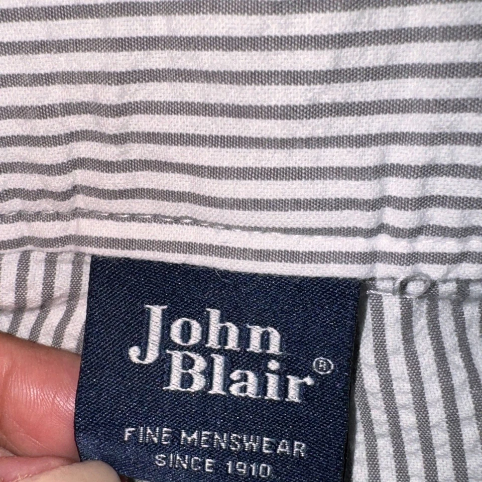 Pantalones Cortos John Blair Hombre Seersucker Rayas Gris Blanco Talla 42 Chino  Foto 3 de 4