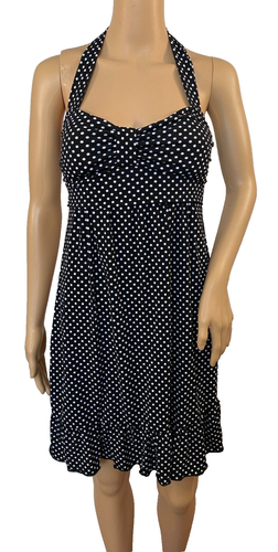 NWT Wet Seal Size S Womens jr Black White Polka Dot Mini Sleeveless Halter Dress