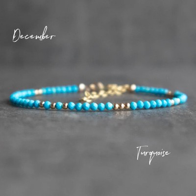 Turquoise Birthstone Bracelet in Rose Gold & Silver, Bridesmaid Bracelets, Dec