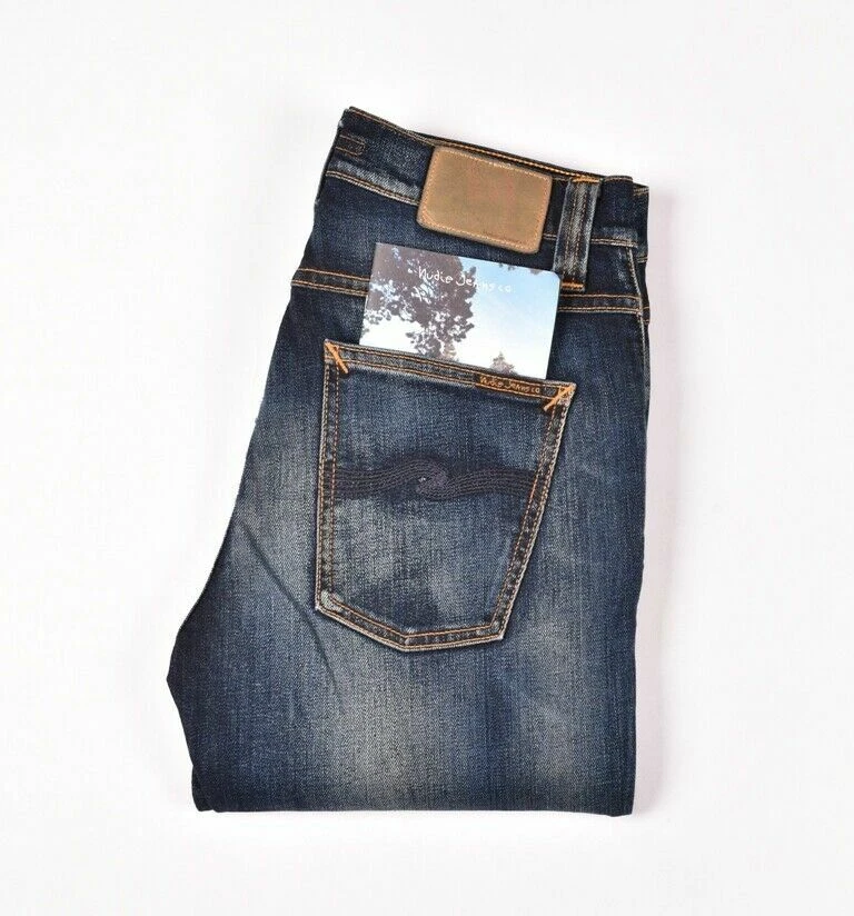 28158 Original NUDIE JEANS Lean Dean Peel Blue Blue Jeans Size 28