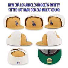 New Era Los Angeles Dodgers 59FIFTY Fitted Hat DABU DOG EAR Wheat Color Sz 7 3/8