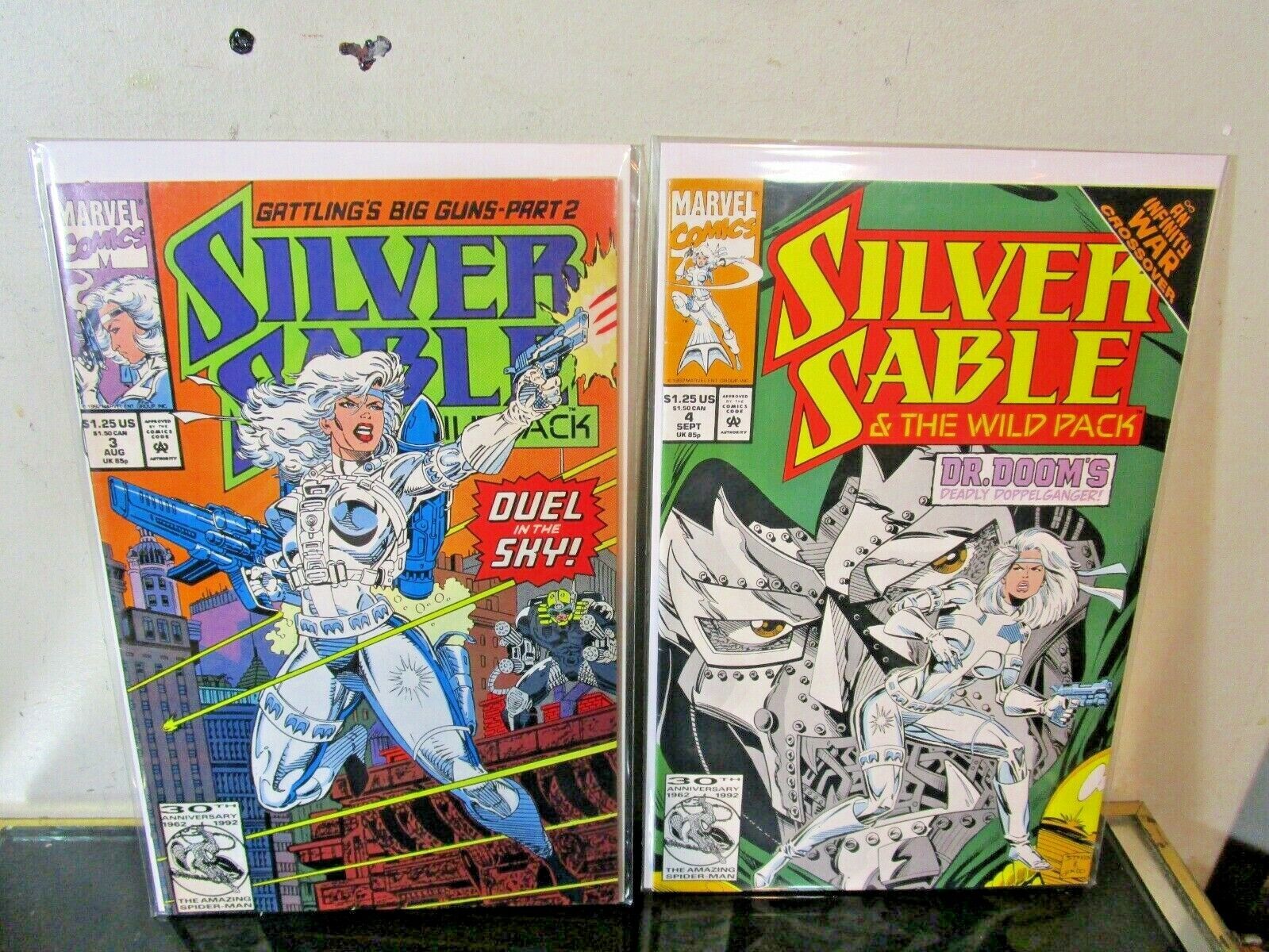 Silver Sable AND The Wild Pack #3-4 Marvel 1992 BAGGED BOARDED~