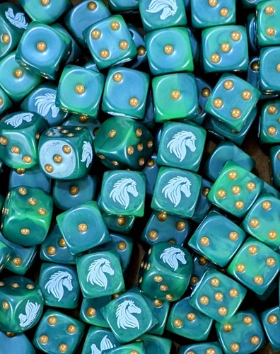 Green horse riders dice fantasy tabletop wargames D6 cavalry war - Picture 3 of 4