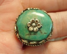 Turquoise Ring adjustable in Tibetan design