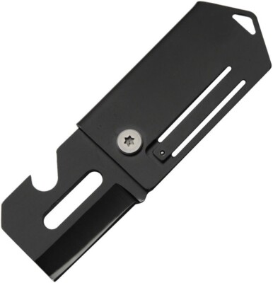 Dog Tag Cutter Folder Black With Bottle Opener Stainless Blade Stainless Handle