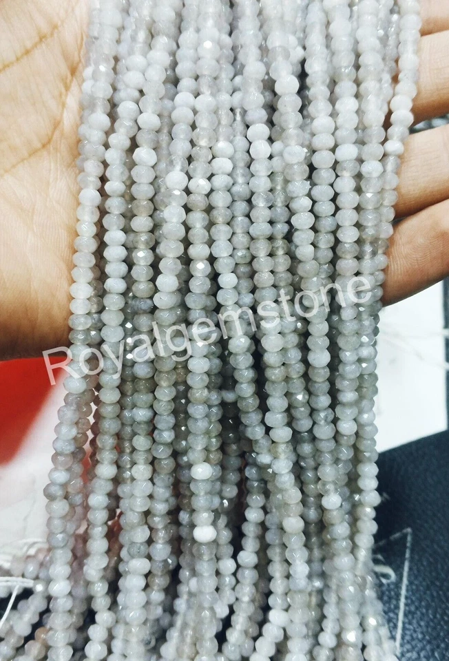 天然灰色月光石圆形刻面半珍贵 12-36 英寸股月光石 — 第 4/4 张图片