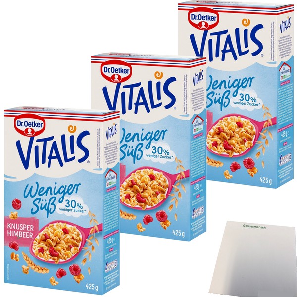 Dr. Oetker Vitalis Weniger Süß Knusper Himbeere MüSli 3X425G Packung Usy Block-image