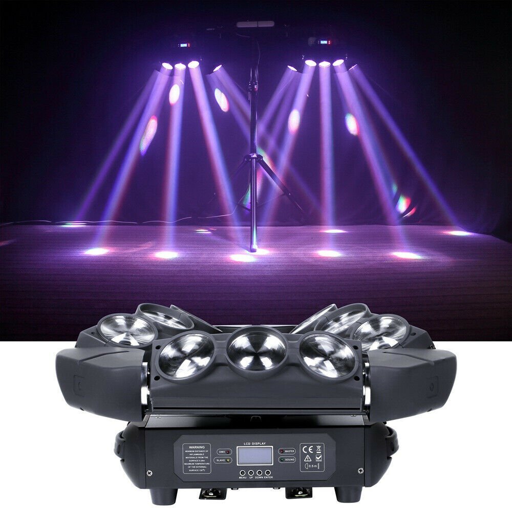 180W 9LED Moving Head Stage Lighting RGB Spider Beam Lights DMX DJ