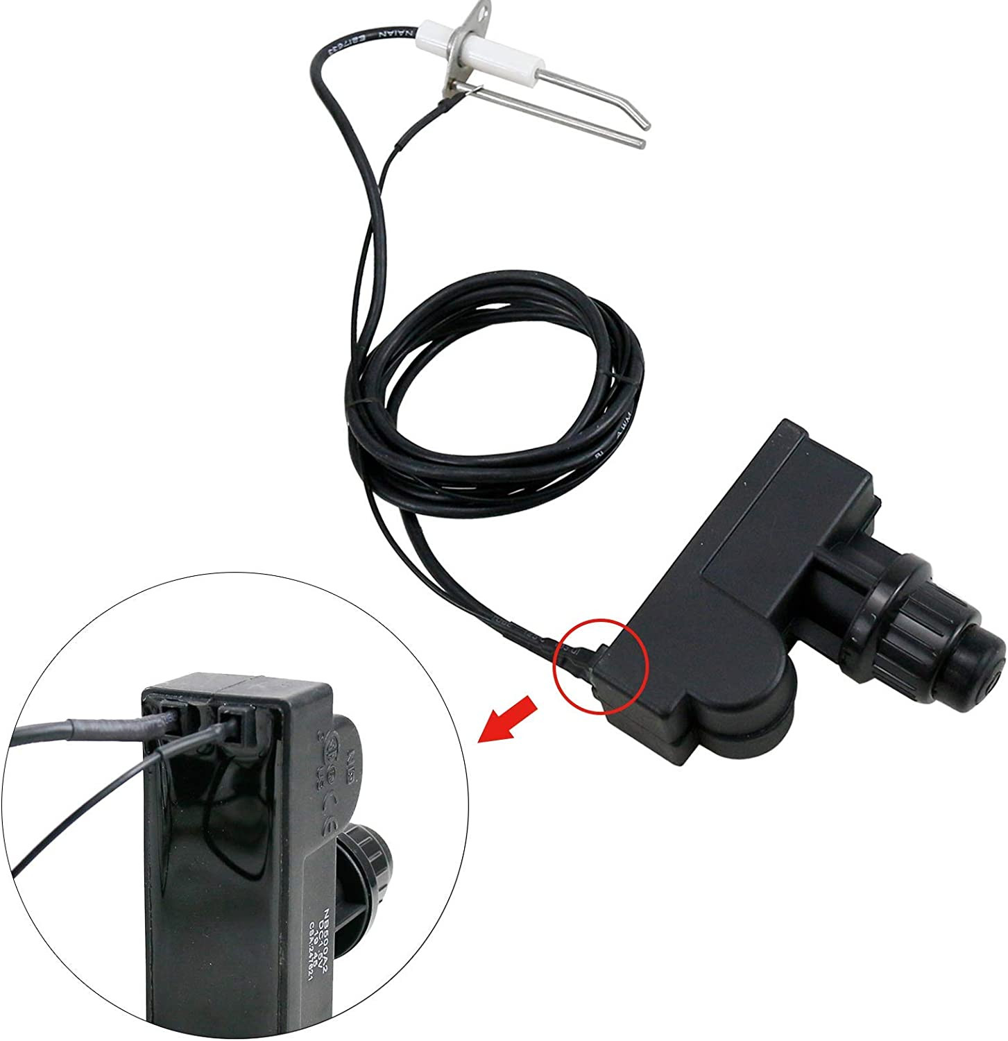 Fire Pit Igniter, Push Button Ignition Kit with 2 Outlets and Ground Wire Burner