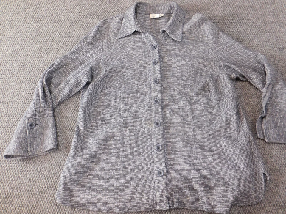 Blusa Coldwater Creek para mujer 1X Plus azul elástica con botones clásica Foto 2 de 4