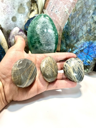 Gray Moonstone Crystal Stone Healing Crystals Yoga Reiki Meditation 2" - Picture 7 of 7