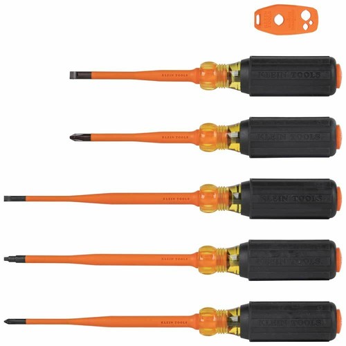 Klein Tools 33736INS - Screwdriver Set, 1000V Slim-Tip Insulated and Magnetizer, 6-Piece