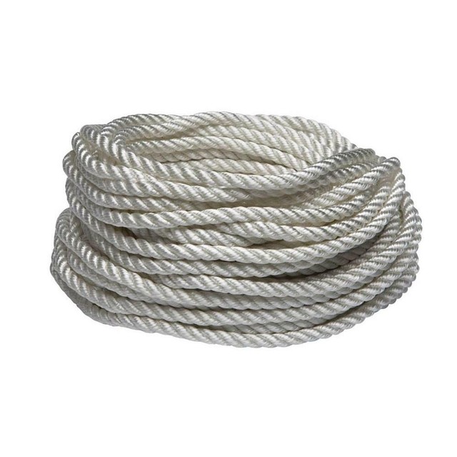 Everbilt Rope Cord Abrasion Resistant White Twisted Nylon Durable 1/4"x