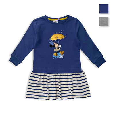 Disney Minnie Mouse Mädchen Kleid Bedrucktes Kleid Baumwolle Langarm 5535