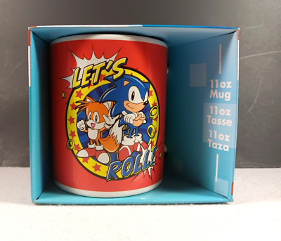 Sonic The Hedgehog Ceramic Mug Lets Roll Tails 11oz Sega Video Game Coffee