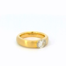 Damenring, Goldring bicolor mit Brillant Gelbgold/Weißgold 750 18 KT