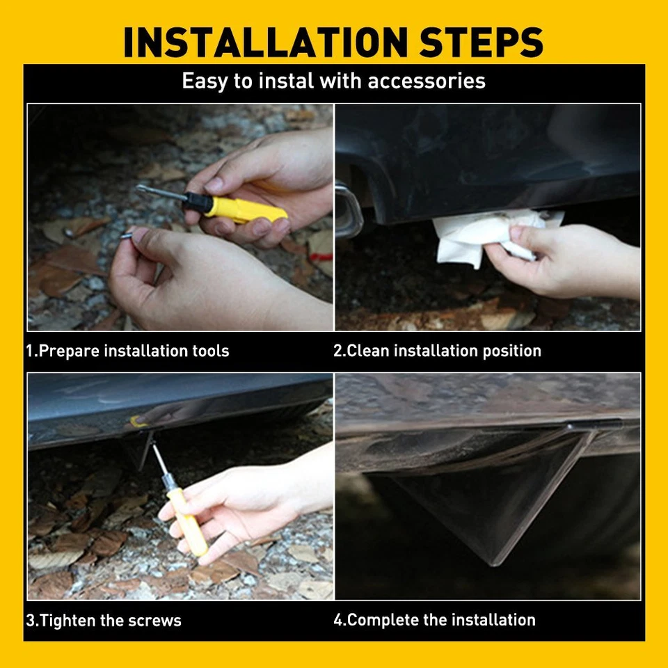 Auto parts Rear Lower Bumper Diffuser Fin Spoiler Lip Wing Splitter 1.2"*5.9" D - Image 4 of 4