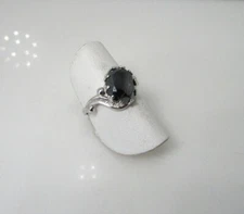 Vintage Hematite Faceted Oval Swirl Sterling Ring Wheeler Mfg Co. sz 6