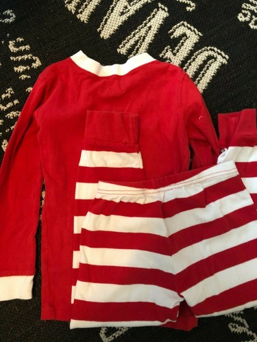 Sz 6 SARAS PRINTS Red White Striped PJ Set TOP LONG PANTS Knit Sleep MONTANA S - Picture 3 of 8