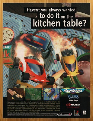 1997 Micro Machines V3 Playstation 1 PS1 Vintage Print Ad/Poster Video Game Art