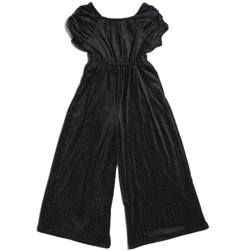 Sparkly Velour Jumpsuit, Tahari Black with Silver Dots Child Size 4 - Picture 2 of 7
