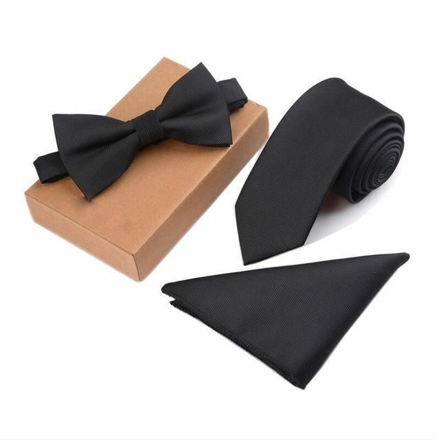 Mirar furtivamente Armstrong Tesauro Slim Tie Set Men Bow Tie and Pocket Square Bowtie Necktie | eBay