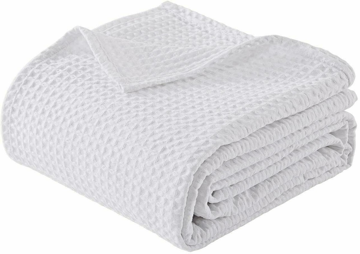 Luxury 100% Cotton Large Bed Throw Waffle Weave Blanket King Size Sofa Bed  Cover | eBay
