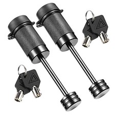 Trailer Tongue Coupler Lock, 1/4" Dia, 2-1/2" Span, Keyed Alike 2 Pack Black