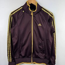 Adidas Burgundy Gold Track Top Jersey 1695 Vintage Heavy Used