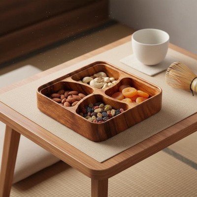 Servierplatte in Bootsform japanisches Design geteilt Snackteller elegante Form